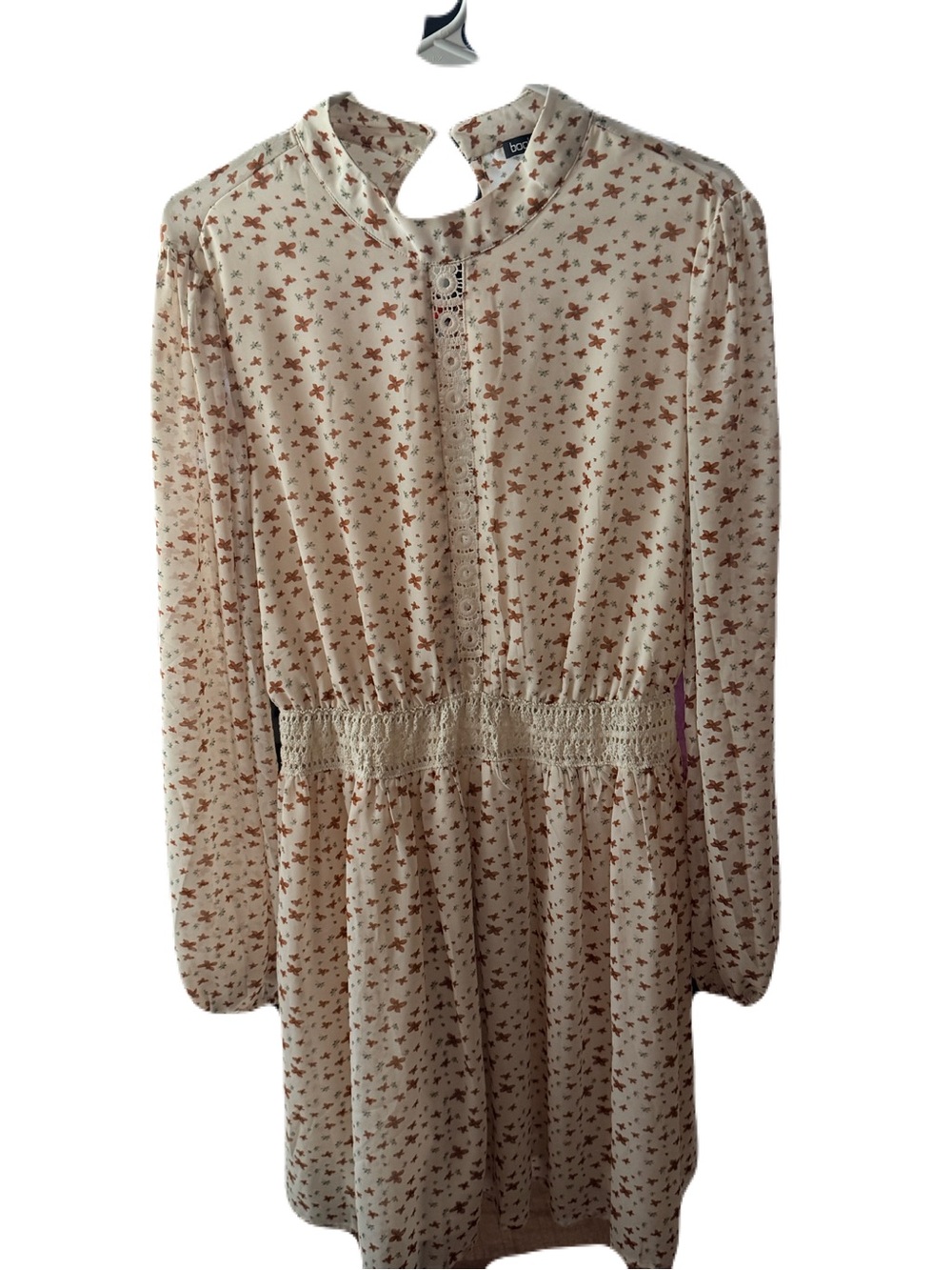 Boohoo Cream Dress with Rust Floral Print
